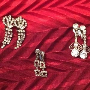 Set of three Vintage clip earrings.